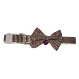 Zgarda cu Papion pentru caini, cu clopotel, 27-37cm/15mm, Maro, Ropet