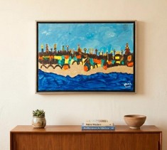 Tablou pictură pe p&acirc;nză Ulli 2005 artă naivă decor deosebit
