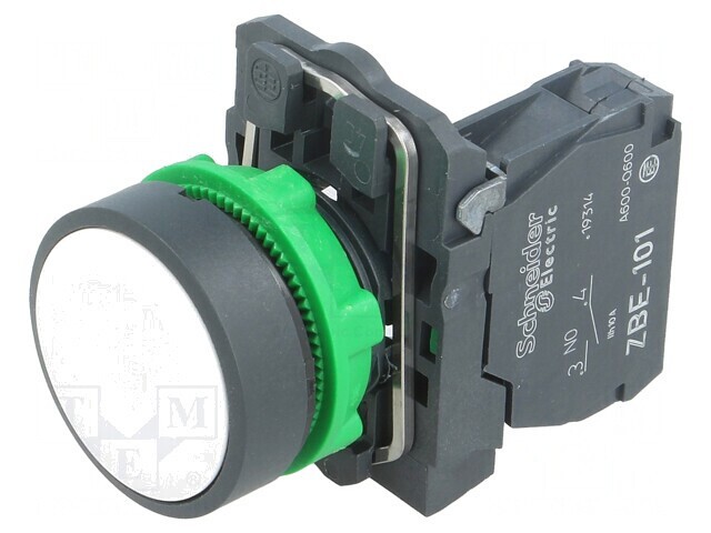 Comutator cu apăsare 22mm 1 NO Alb