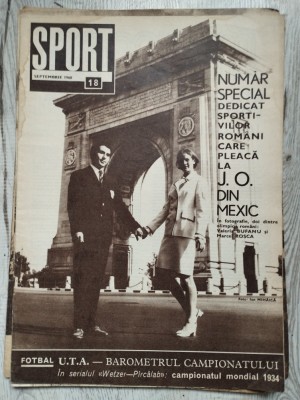 Revista SPORT nr. 18 - Septembrie 1968 - Olimpicii Romaniei, UTA foto