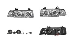 Set faruri tuning BMW Seria 3 (E36), 12.1990-03.2000, model SEDAN, Taiwan, partea stanga+dreapta, cu lumina parcare fibra optica;tip bec H1+H1; manua foto