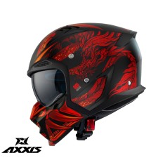 Casca pentru scuter - motocicleta Axxis model Hunter SV ONI B5 rosu mat (ochelari soare integrati) &ndash; masca (protectie) barbie si cozoroc detasabile XX