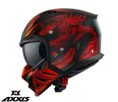 Casca pentru scuter - motocicleta Axxis model Hunter SV ONI B5 rosu mat (ochelari soare integrati) &amp;ndash; masca (protectie) barbie si cozoroc detasabile XX foto