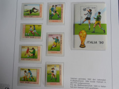 Serie bloc timbre fotbal sport Campionatul Mondial de Foltbal din Italia 1990 foto