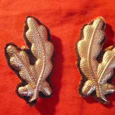 Pereche Petlite militare argintii ,h= 5cm Frunze laur