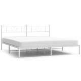 Cumpara ieftin Cadru de pat metalic cu tablie, alb, 200x200 cm