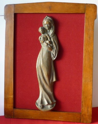 ICOANA VECHE DIN BRONZ MASIV, BASORELIEF foto