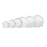 Capace reutilizabile flexibile silicon, MAKS, set 6 bucati, extensibile, dimensiuni diferite, inlocuitor folie alimentara, capac silicon pentru vase /