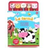 La ferma. Set de colorat si de activitati. 30 de activitati + 5 creioane si radiere (4+)