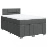 Cumpara ieftin Pat box spring cu saltea, gri inchis, 120x190 cm, textil