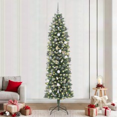 vidaXL Copac Artificial Slăb de Crăciun Verde 240 cm PVC foto
