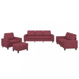 Cumpara ieftin Set de canapea, 4 piese, rosu vin, material textil