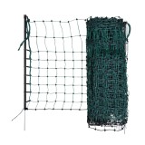 Plasa gard electric Kerbl pentru animale mici, iepuri, gaini, 50m lungime, 65cm inaltime, cu stalpi inclusi, inox