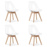 Cumpara ieftin Set 4 scaune bucatarie/living, Artool, Mark, PP transparent, picioare lemn natur, 49x42x82.5 cm