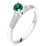 Inel cu zirconiu verde &icirc;ntr-o montură, ştrasuri transparente, argint 925 - Marime inel: 52