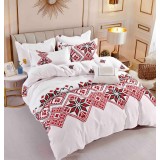 Lenjerie pat single,bumbac finet,4 piese,cearceaf normal,motiv traditional cu romburi mari-A827