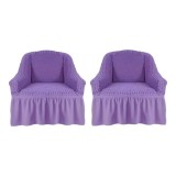 Set 2 Huse Fotoliu Elastice cu Volane, Lila - HEP69