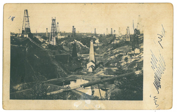 461 - CAMPINA, Prahova, Oil Wells, Romania - old postcard, real Photo - unused