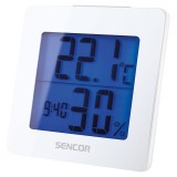 Statie meteo afisaj LCD temperatura si umiditate ceas cu alarma calendar alb SENCOR SWS 1500 W