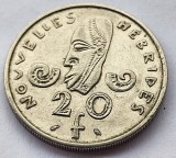 476. Moneda Noile Hebride 20 francs 1970 (tiraj 300.000 buc)