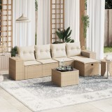 VidaXL Set canapele de grădină cu perne, 6 piese, bej, poliratan