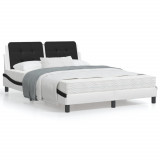Cadru de pat cu tablie, alb si negru,140x190cm, piele ecologica GartenMobel Dekor, vidaXL