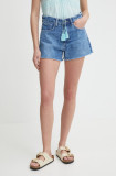 Cumpara ieftin Pepe Jeans pantaloni scurti jeans A-LINE SHORT HW femei, neted, high waist, PL801111MP1