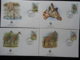 Uganda-WWF Girafe-set complet FDC