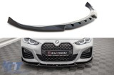 Spoiler Maxton Design versiunea 2 potrivit pentru bara frontala M pe BMW Seria 4 Gran Coupe G26 dupa 2021, lac negru Performance AutoTuning