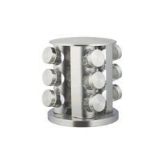 Suport organizator pentru condimente, rotativ, 12 recipiente, circular, diametru 195 cm, H 21 cm, Inox