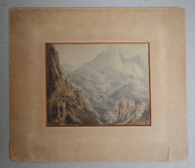 Bernhard Smith &amp;quot;Peisaj de munte&amp;quot; acuarela 1877 foto
