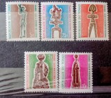 Ciad 1969 sculptura din, păpuși sculptate lemn serie 5v Neștampilata