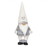 Figurină Decorativă Gnome, Model Crăciun, Pulover Gri, Căciulă Albă, 70 cm, Oem