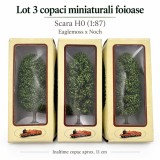 Set 3 Copaci Foioase Miniatura H0 (1:87) pentru Diorama &ndash; Accesorii Noch Eaglemoss (Noi, Ambalaj Deformat)