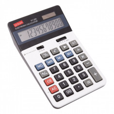 Calculator mare de birou, model cu 4 functii si 12 cifre, argintiu/negru foto