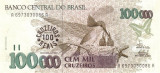 Brazilia 100 Cruzeiros reais ND 1993 (overprint peste 100000) V19, P-238 UNC !!!