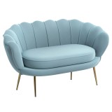 HOMCOM Canapea de 2 Locuri cu Brațe, Canapea Modernă cu Șezut Căptușit pentru Dormitor și Sufragerie, 130x77x77 cm, Albastru | Aosom Romania