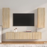VidaXL Set dulap TV, 4 piese, stejar sonoma, lemn prelucrat
