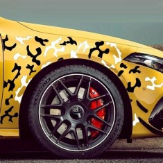 Set 2 stickere autoadezive Tuning in doua culori, model &quot;Paint Stains&quot;, dimensiune 97 x 47 cm, culoare Negru + Alb