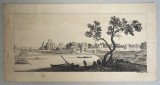 Isra&euml;l Silvestre &quot;Vedere asupra gradinii si podului Tuileries&quot; gravura sec 18, Peisaje, Cerneala, Altul
