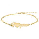 I Love You - Bratara personalizata argint 925 placat cu aur galben 24K