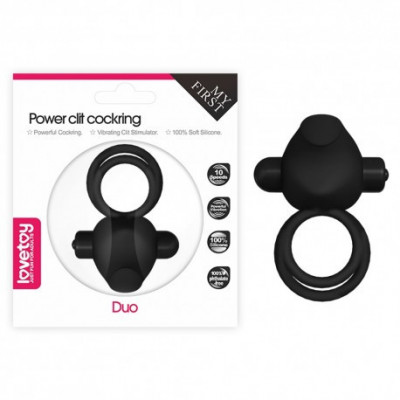 Inele erectie Power Clit Duo Silicone Cockring Black foto