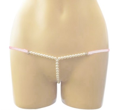 Micro Bikini cu Perle si Inele, Alb, S/M, Mokko Toys foto