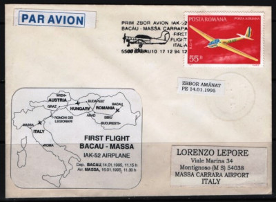 ROMANIA 1994 - AVIATIE. PRIM ZBOR AVION IAK-52. INTREG POSTAL, Z66 foto