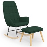 Cumpara ieftin Scaun balansoar cu taburet, verde inchis, textil
