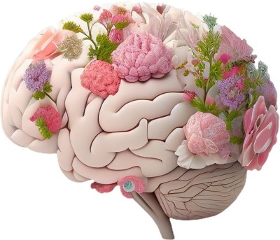 Sticker decorativ, Creier cu Flori, Alb, 69 cm, 1353STK-4 foto