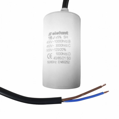 Condensator cu fire CBB60 16&amp;micro;F 40x72mm 450V, Elefant Innovative ReliableTools foto