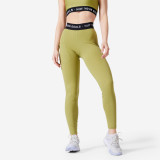 Colanți lungi Cardio Fitness 120 material confortabil și moale Verde Damă, Domyos