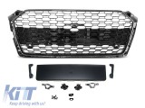 Grila tip RS5 cu lac negru, potrivita pentru Audi A5 F5 2016-2019, cu deschidere pentru camera si deschideri pentru senzorii de parcare Performance Au