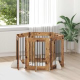vidaXL Poartă pentru c&acirc;ini cu suporturi 6 pcs Lemn vechi 60 x 80 cm 892107